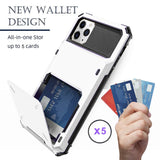 Vintage Armor Slide Wallet Cards Holder Pocket Phone Case For iPhone 12 11 Pro Max