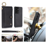 Multi Zipper Handstrap Split Wallet Leather Flip Case for Samsung S21 Series