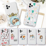 Medicine Doctor Nurse Cartoon Transparent Case for iPhone 12 11 Series