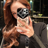 Luxury Mirror Diamond Case With Finger Ring For iPhone 13 12 11 Series