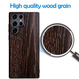 PU Leather Wood Texture Camera Protector Case for Samsung Galaxy S22 Ultra Plus