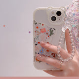 3D Bear Ear Flower Transparent Chain Silicone Case for iPhone 13 12 11 Pro Max