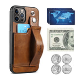 Leather Wallet Case Stand Feature with Wrist Strap for iPhone 13 12 Series