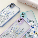 Fashion Flowers Floral Transparent Matte Shockproof Case For iPhone 11 Series