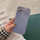 Luxury Vintage Fashion Square Solid Candy Color Ultra-thin Liquid Silicon Phone Case for iPhone 12 Series