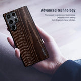 PU Leather Wood Texture Camera Protector Case for Samsung Galaxy S22 Ultra Plus