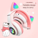 Led Flash Cute Cat Ears Wireless Headphone