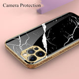 Luxury Floral Electroplating Hard Tempered Glass Case for iPhone 12 Series
