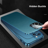 Hidden Buckle 360 Degree Full Protect PU Leather Tempered Glass Meta Case for iPhone 12 Series