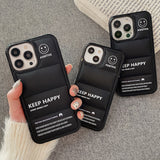 Fashion Korean Cotton Down Jacket Wavy Smiley Phone Case For iPhone 13 12 11 Series