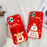 Merry Christmas Cartoon Elk Silicon Case For iPhone 12 Series