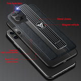 Luxury Leather Car Magnetic Holder Ultra thin Silicone Metal Porsche Protection Cover Case For iPhone 12 & 11 Series