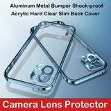 Luxury Magnetic Metal Bumper Camera Lens Protector Matte Acrylic Clear Case For iPhone 12 Series