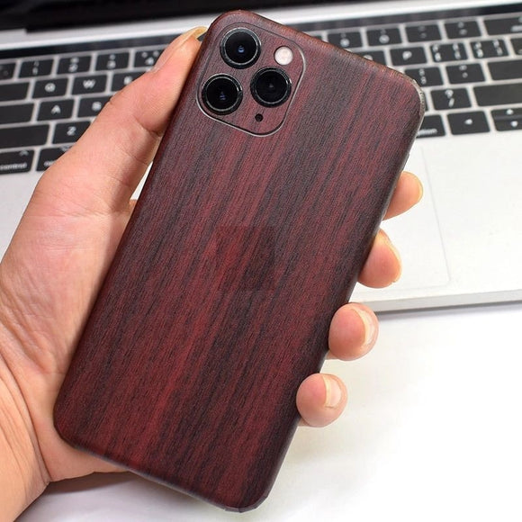Luxury Carbon Fibre Back Cover Wood Grain Protective Film Case For iPhone 11 Series