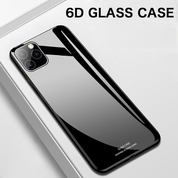 Luxury Plain Mirror Tempered Glass Phone Case For iPhone 11 & 12 Series