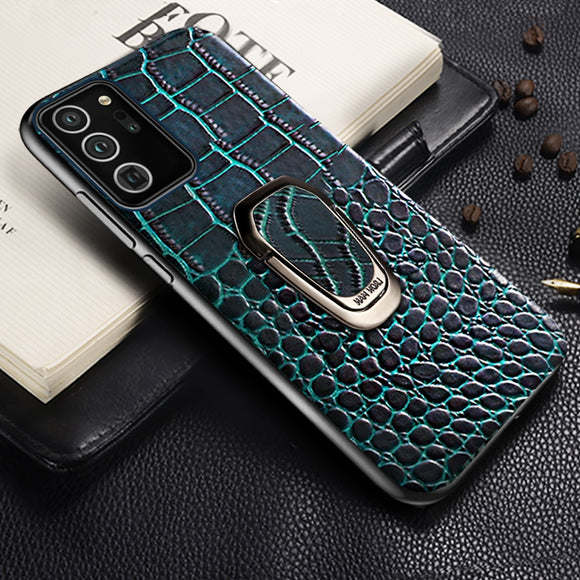 Genuine Leather Phone Case with Ring Kickstand for Samsung Galaxy Note 20 S20 Series