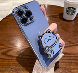 Cartoon Fortune Cute Maneki Neko Cat Stand Holder Case for iPhone 14 13 12 series