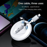 3 in 1 Magnetic USB Type C Fast Charging Cable for iPhone Samsung 
 Xiaomi