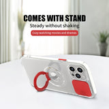 Slide Camera Protector Transparent Silicone Case with Ring Holder For iPhone 13 Series