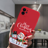 Cute Cartoon Merry Christmas Santa Claus Red Silicone Phone Case For iPhone 13 12 11 Series