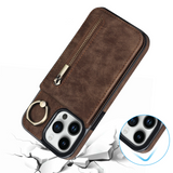 Ring Holder Zipper Flip Leather Wallet Card Slot Case For iPhone 14 13 12 series