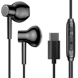 Half In Ear Earphone Type C Plug USB Wired Control For Phone Stereo Bass Sound Metal Mic For SAMSUNG HUAWEI