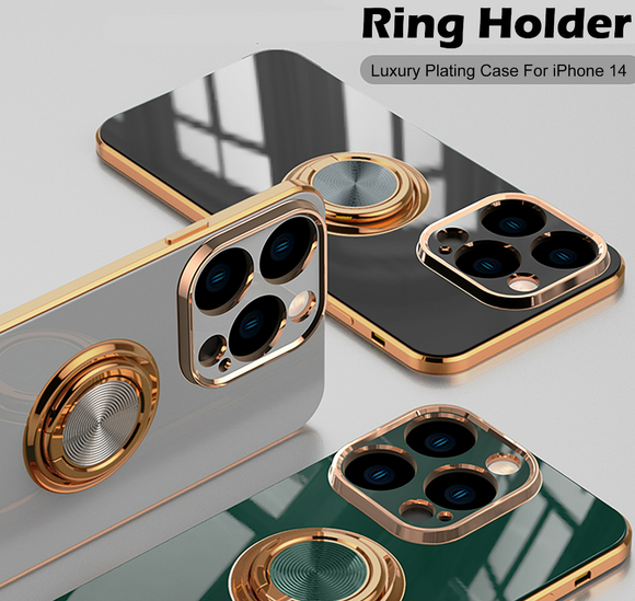 Luxury Plating Magnetic Ring Holder Case for iPhone 14 13 12 series