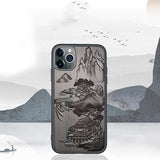 3D Relief Embossed Sandalwood Case for iPhone 13 12 Series
