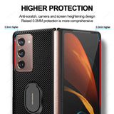 Luxury Carbon Fiber Texture Leather Stand Shockproof Back Cover Case For Samsung Z Fold 2 5G