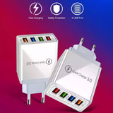 EU US UK Plug 4 Ports Charger Quick Charge 3.0 Wall for iPhone Samsung Xiaomi Huawei
