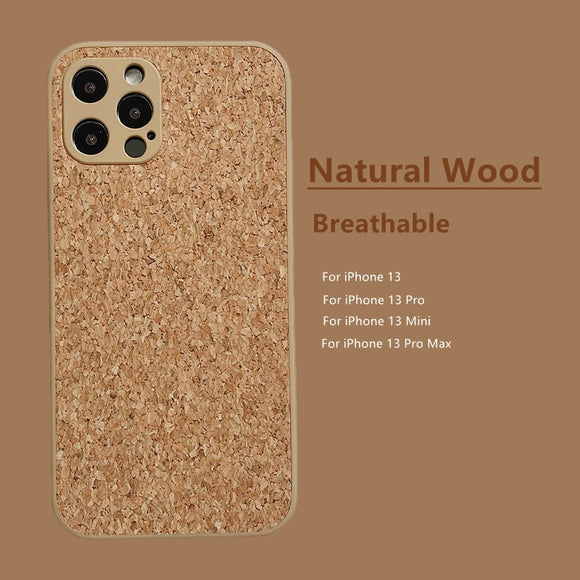 Natural Wood Cooling Soft Silicone Case For iPhone 13 12 11 Series