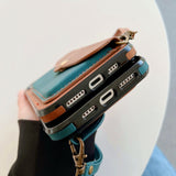 Luxury Wallet Strap Leather Case for iPhone 13 12 11 Pro Max Mini