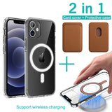 2 in 1 Transparent Magnetic Case + Magsafe Magnet Card Holder for iPhone 12 & 11 Series