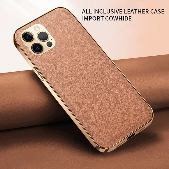 Luxury Shockproof Protection Soft Plating Leather Phone Case For iPhone 12 11 Series