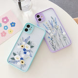 Fashion Flowers Floral Transparent Matte Shockproof Case For iPhone 11 Series