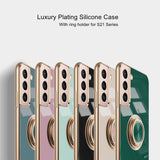 Luxury Plating Soft TPU Ring Holder Phone Case For S21 Series