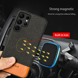Canvas Leather Magnetic Case for Samsung Galaxy S22 S21 S20 Note 20 Ultra Plus