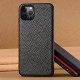 Genuine Litchi Grain Leather Mobile Phone Cover Case For iPhone 12 Series