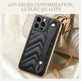 Luxury Quality Soft Leather Case with Wrist Strap for iPhone 13 series