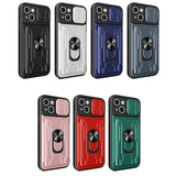 Card Magnetic Bracket Armor Slide Camera Protection Case for iPhone 13 12 11 series
