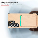 Magsafe Carbon Fiber Texture Leather Magnetic Wallet Card Pocket Case for Samsung Galaxy S24 S23 S22 S21 Ultra Plus