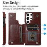 PU Leather Magnetic Closure Wallet Case for Samsung Galaxy S23 Ultra Plus