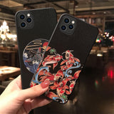 3D Drawing Embossed Pattern Carp Soft Anti fall Cover for iPhone 11 Series