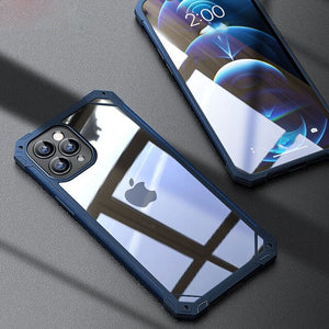 Transparent Leather Silicone Mixed Shockproof Armor Case for iPhone 12 Series