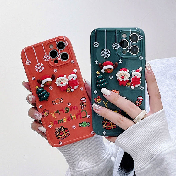 Luxury Cartoon Christmas Santa Soft Silicone Case For iPhone 13 12 11 Series