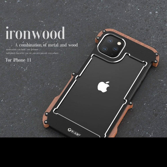 Luxury Hard Alloy Wood Protective Armor Case For iPhone 11 Series