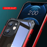 Transparent Leather Silicone Mixed Shockproof Armor Case for iPhone 12 Series