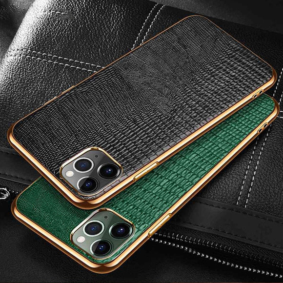 Luxury Plating Soft Edge Genuine Leather Case For iPhone 12 Series