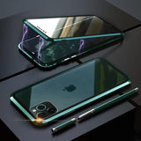 360 Metal Case Magnetic Luxury Shockproof Tempered Glass Cover For iPhone 11 Pro Max