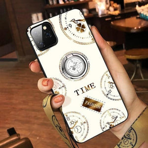 Luxury Diamond Finger Ring Magnet Clear Soft Slim Bling Back Cover Case for iPhone 11 Pro Max
